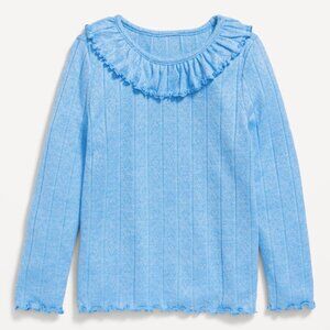 Old Navy Long-Sleeve Ruffle-Trim Pointelle-Knit Top for Toddler Girls